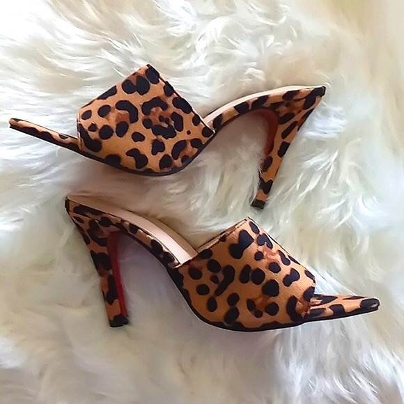 Leopard Print Trendy Minimalist Stiletto Heeled Mule Sandels (NWOT) - Picture 10 of 13